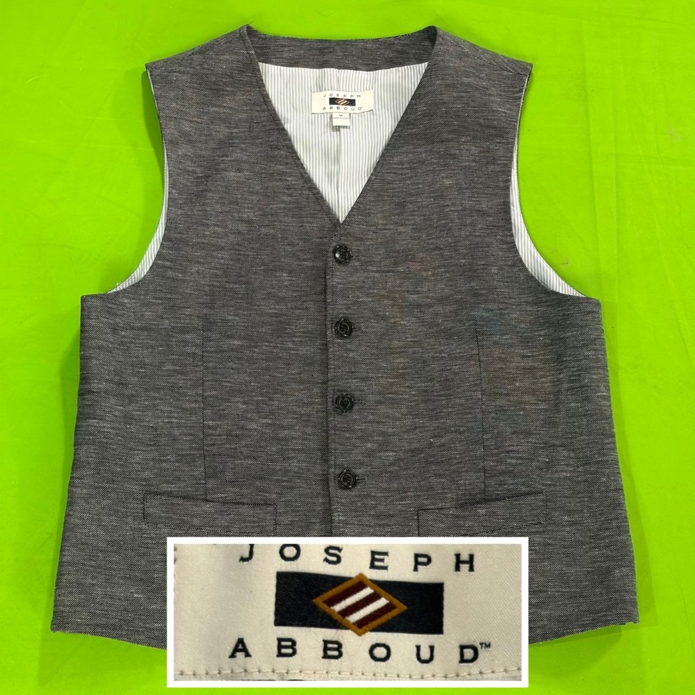 Joseph Abboud Suit Vest Mens M Gray Linen/Cotton 5-Button Formal Waistcoat Light